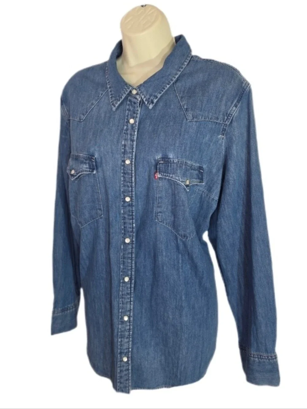 Levi's Shirt Ultimate Denim Button Up Longsleeve 100% Cotton Blue Plus Size 2X - Picture 4 of 16